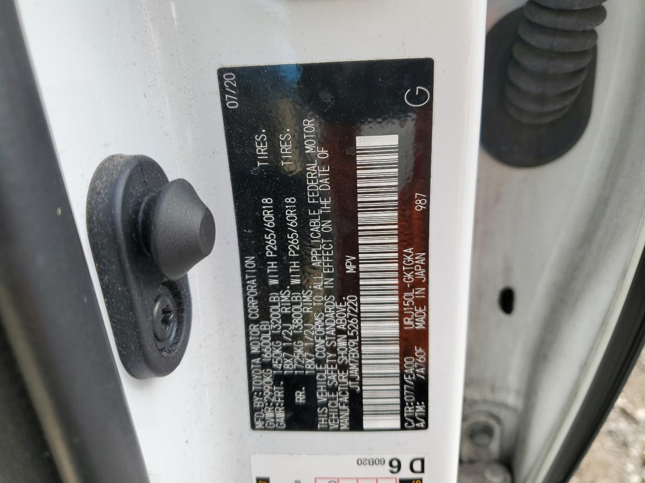 2020 Lexus Gx 460 Premium VIN: JTJAM7BX9L5267220 Lot: 92282155