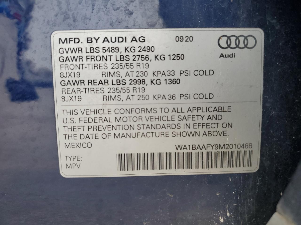 2021 Audi Q5 Premium Plus VIN: WA1BAAFY9M2010488 Lot: 93175405