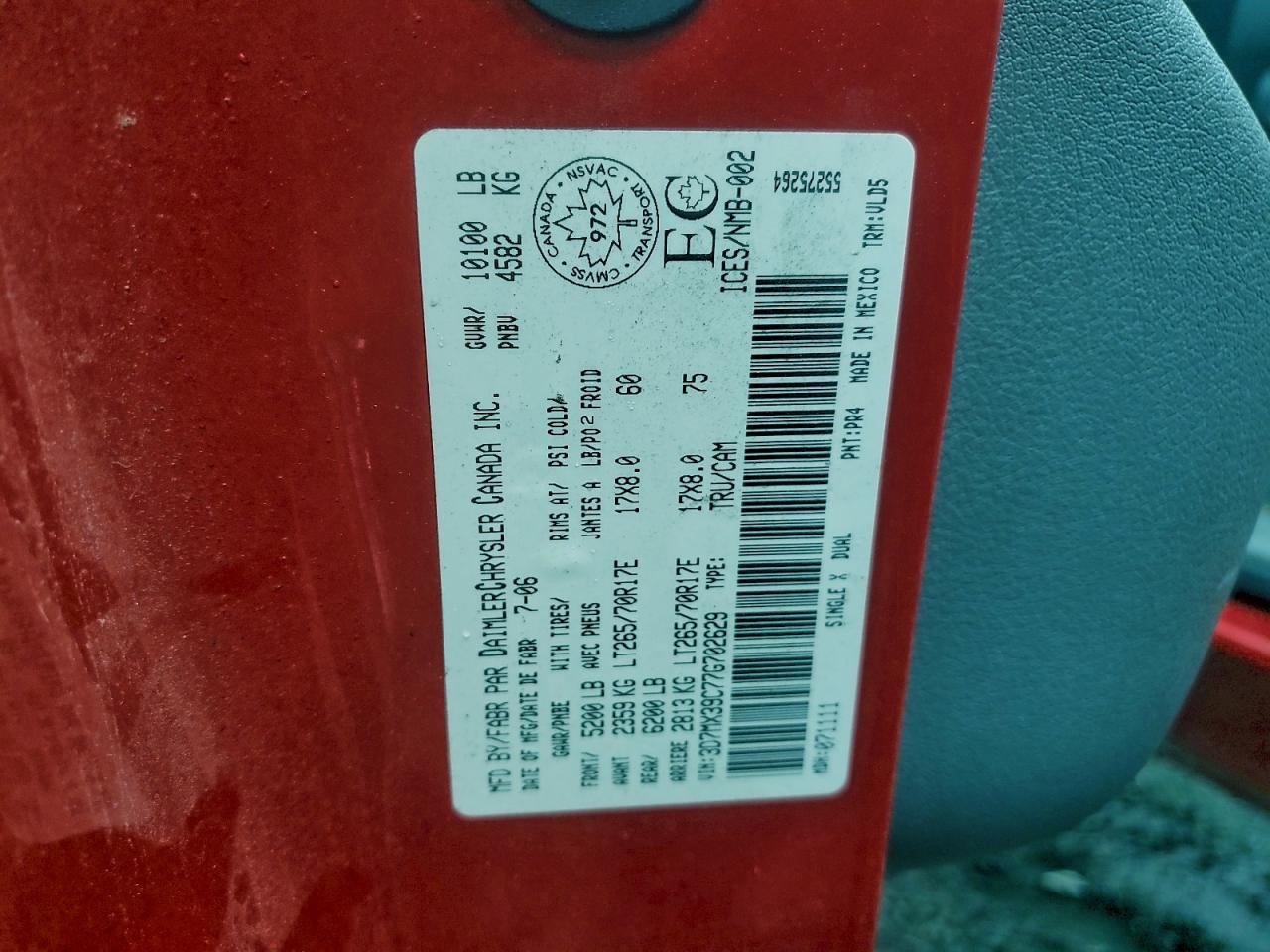 2007 Dodge Ram 3500 VIN: 3D7MX39C77G702629 Lot: 93322105