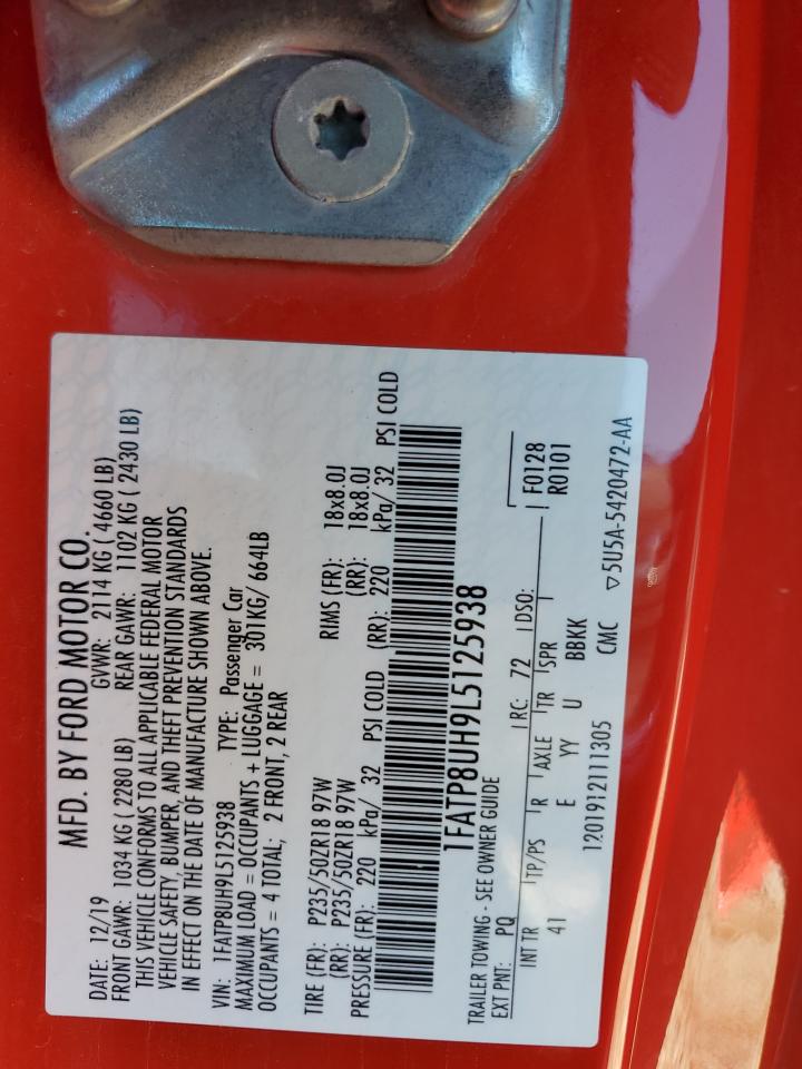 2020 Ford Mustang VIN: 1FATP8UH9L5125938 Lot: 90917235