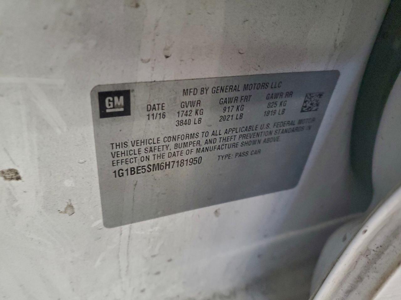 2017 Chevrolet Cruze Lt VIN: 1G1BE5SM6H7181950 Lot: 94566125