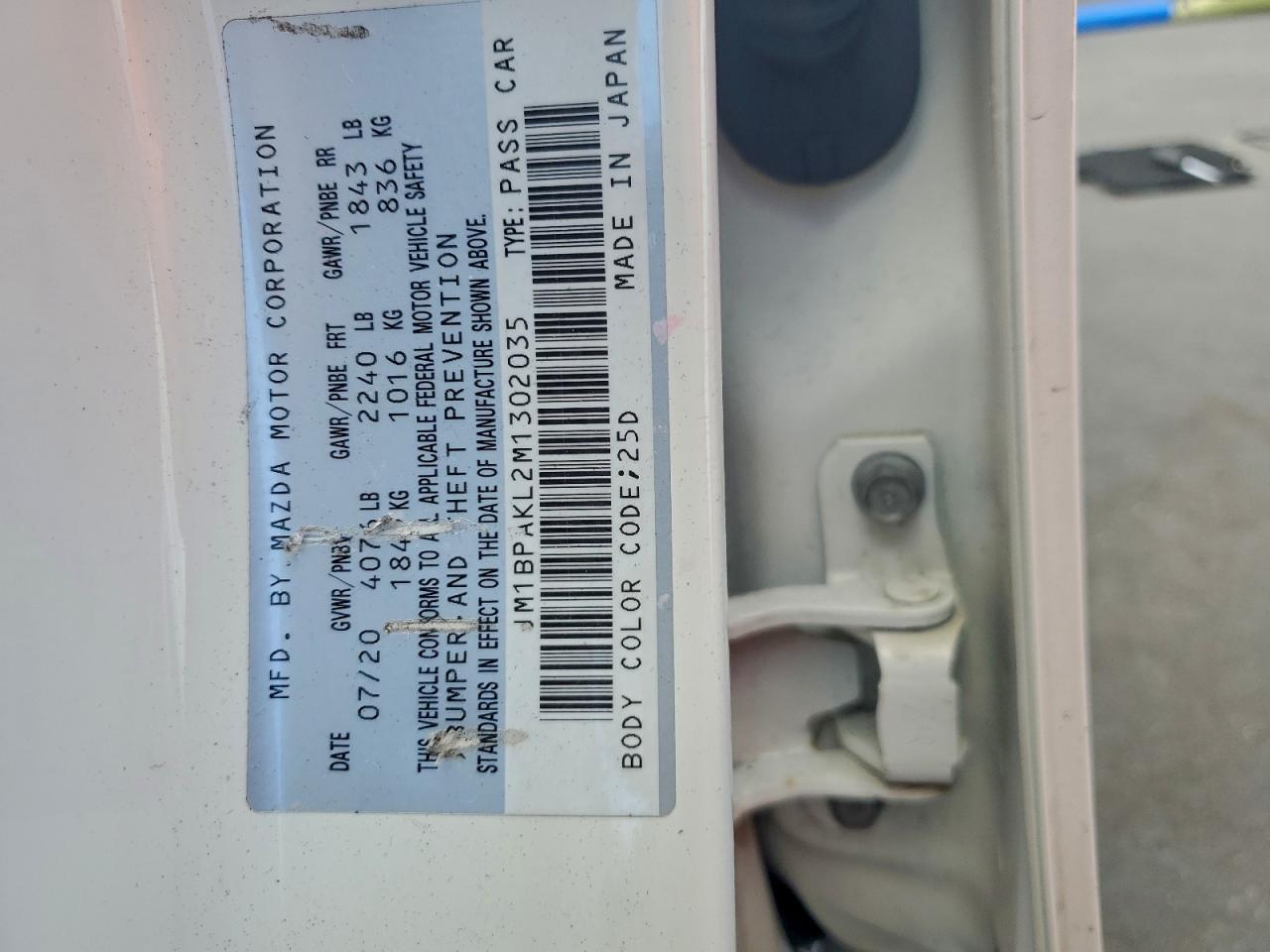 2021 Mazda 3 Select VIN: JM1BPAKL2M1302035 Lot: 94343425