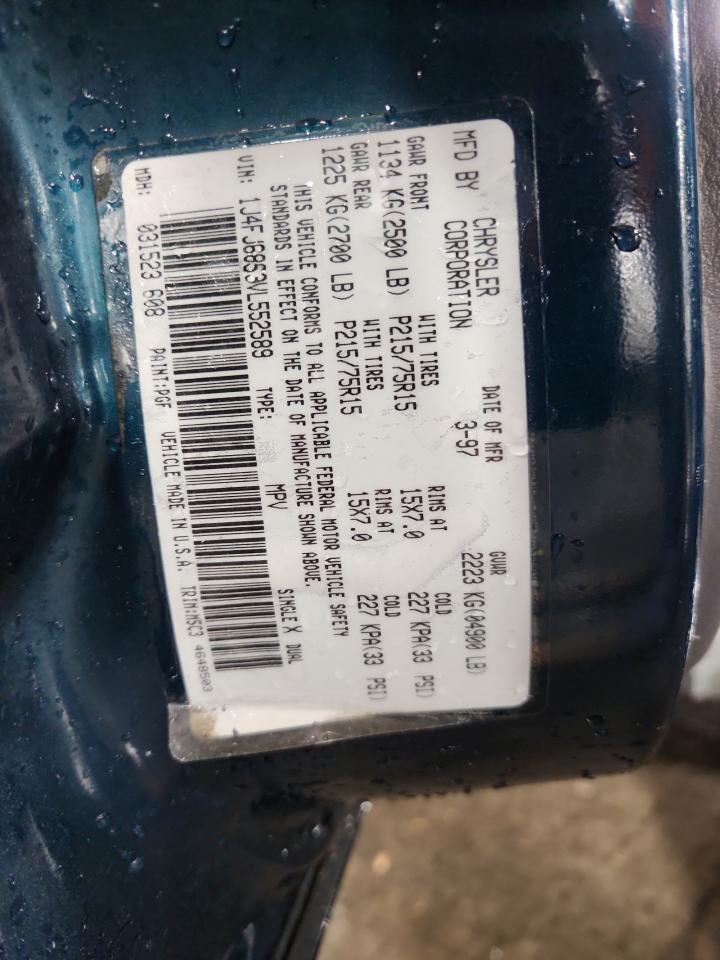 1997 Jeep Cherokee Sport VIN: 1J4FJ68S3VL552589 Lot: 92121355