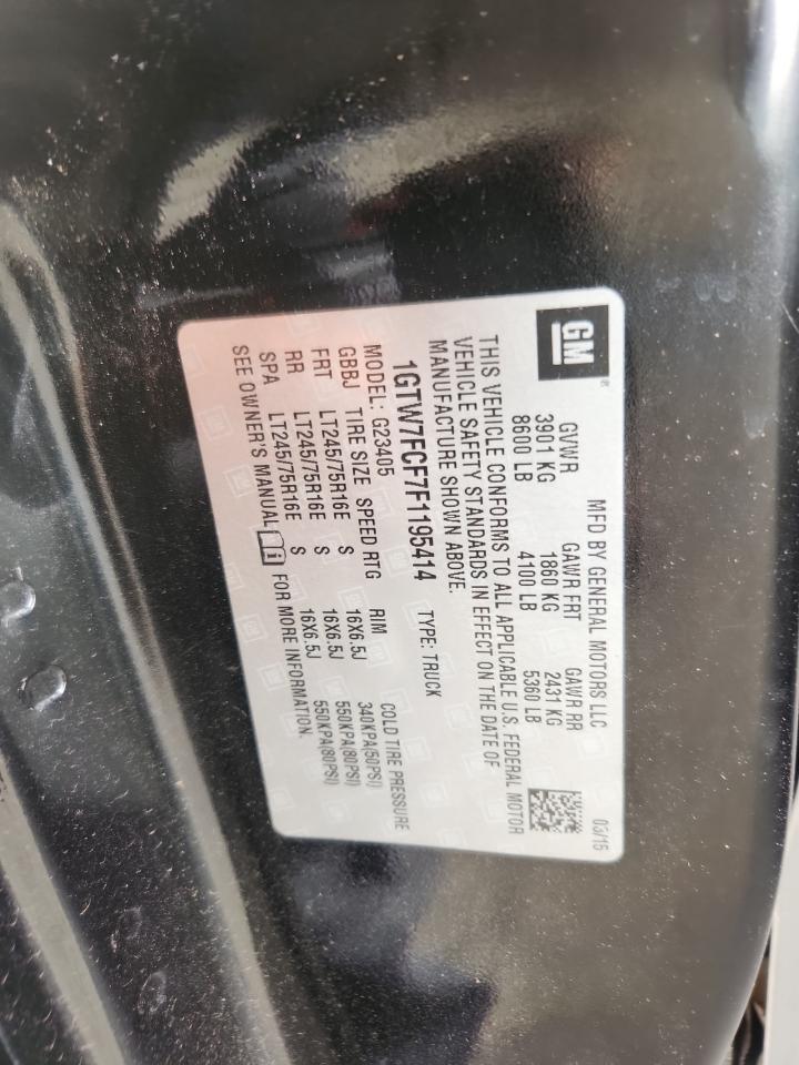 2015 GMC Savana G2500 VIN: 1GTW7FCF7F1195414 Lot: 91926915