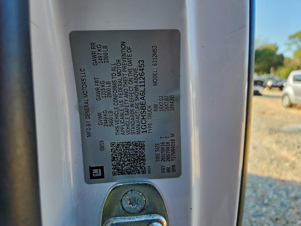 2020 Chevrolet Colorado VIN: 1GCHSBEA6L1126453 Lot: 93485515