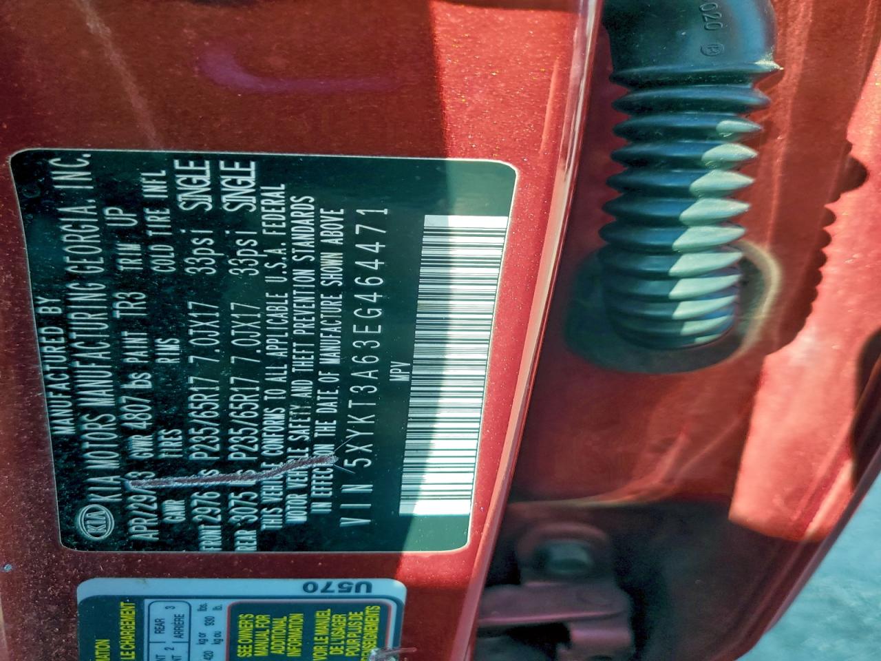 2014 Kia Sorento Lx VIN: 5XYKT3A63EG464471 Lot: 93886295