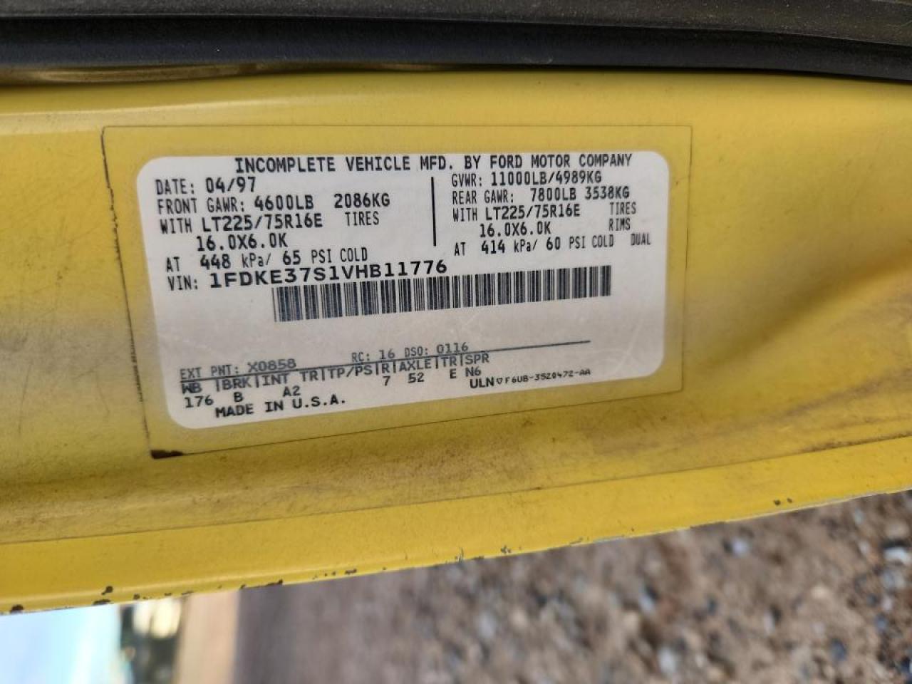 1997 Ford Econoline - Delivery Truck VIN: 1FDKE37S1VHB11776 Lot: 93761205