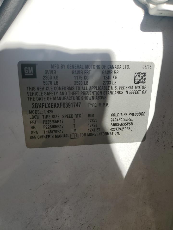 2015 GMC Terrain Slt VIN: 2GKFLXEKXF6391747 Lot: 90221415