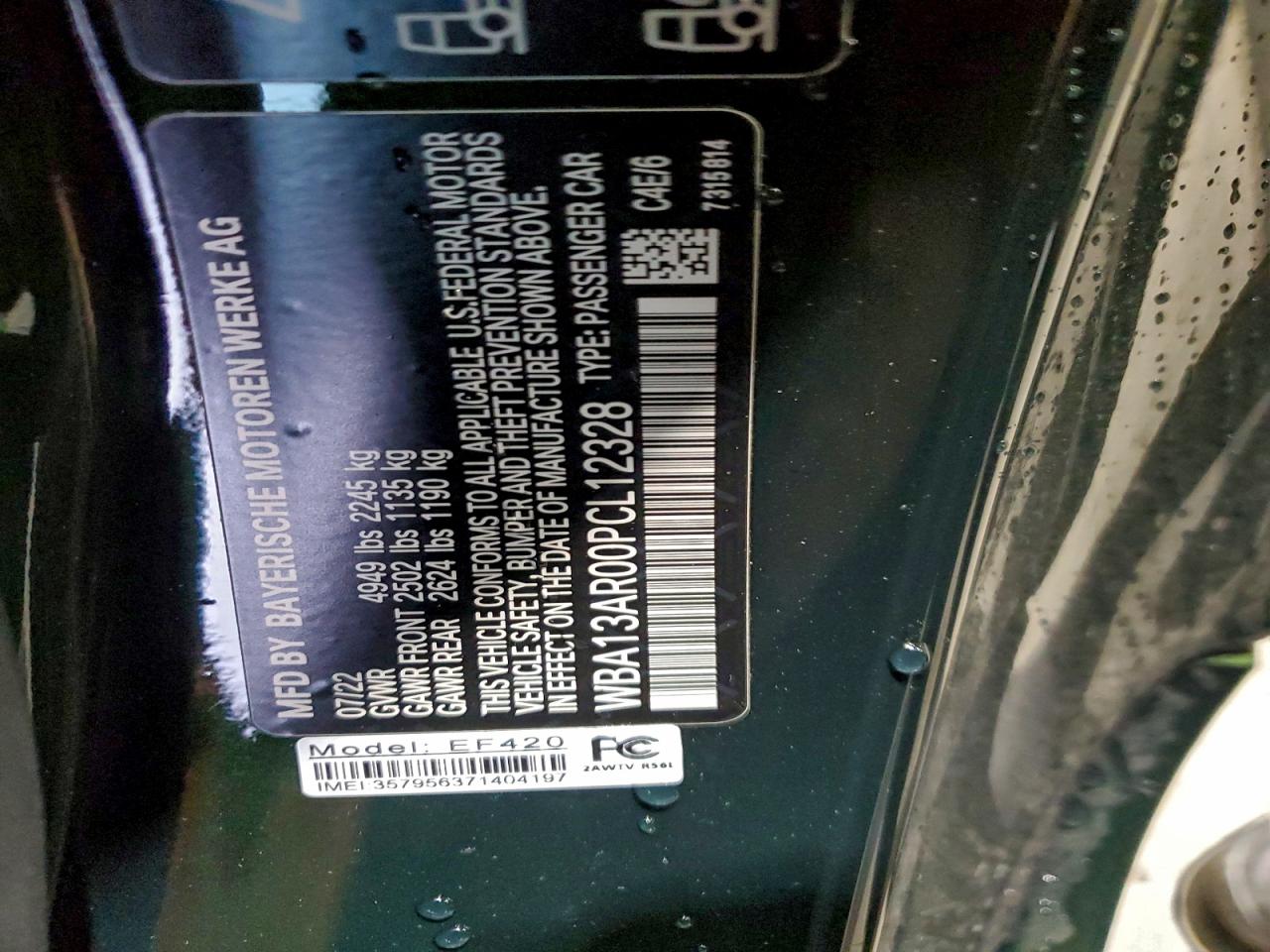 2023 BMW M440Xi VIN: WBA13AR00PCL12328 Lot: 94435395