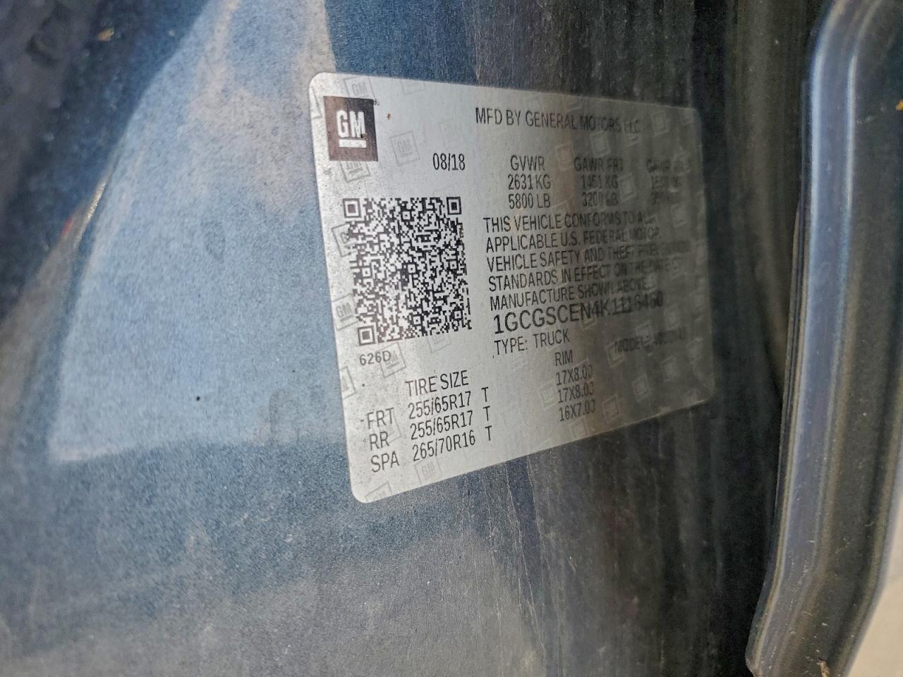 2019 Chevrolet Colorado Lt VIN: 1GCGSCEN4K1116460 Lot: 94368805