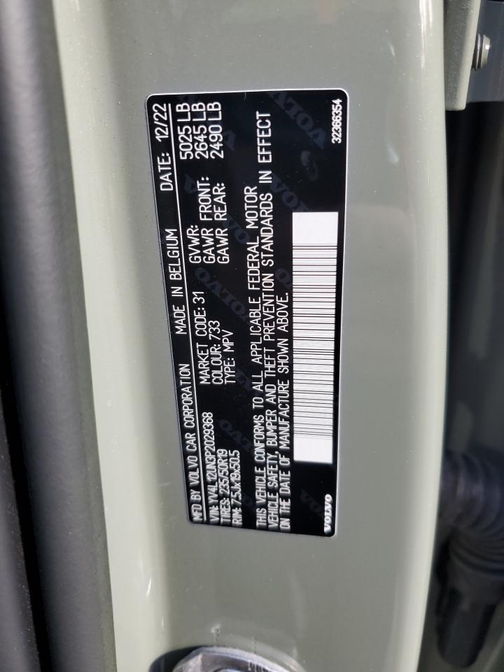 2023 Volvo Xc40 Plus VIN: YV4L12UN3P2029368 Lot: 91593265