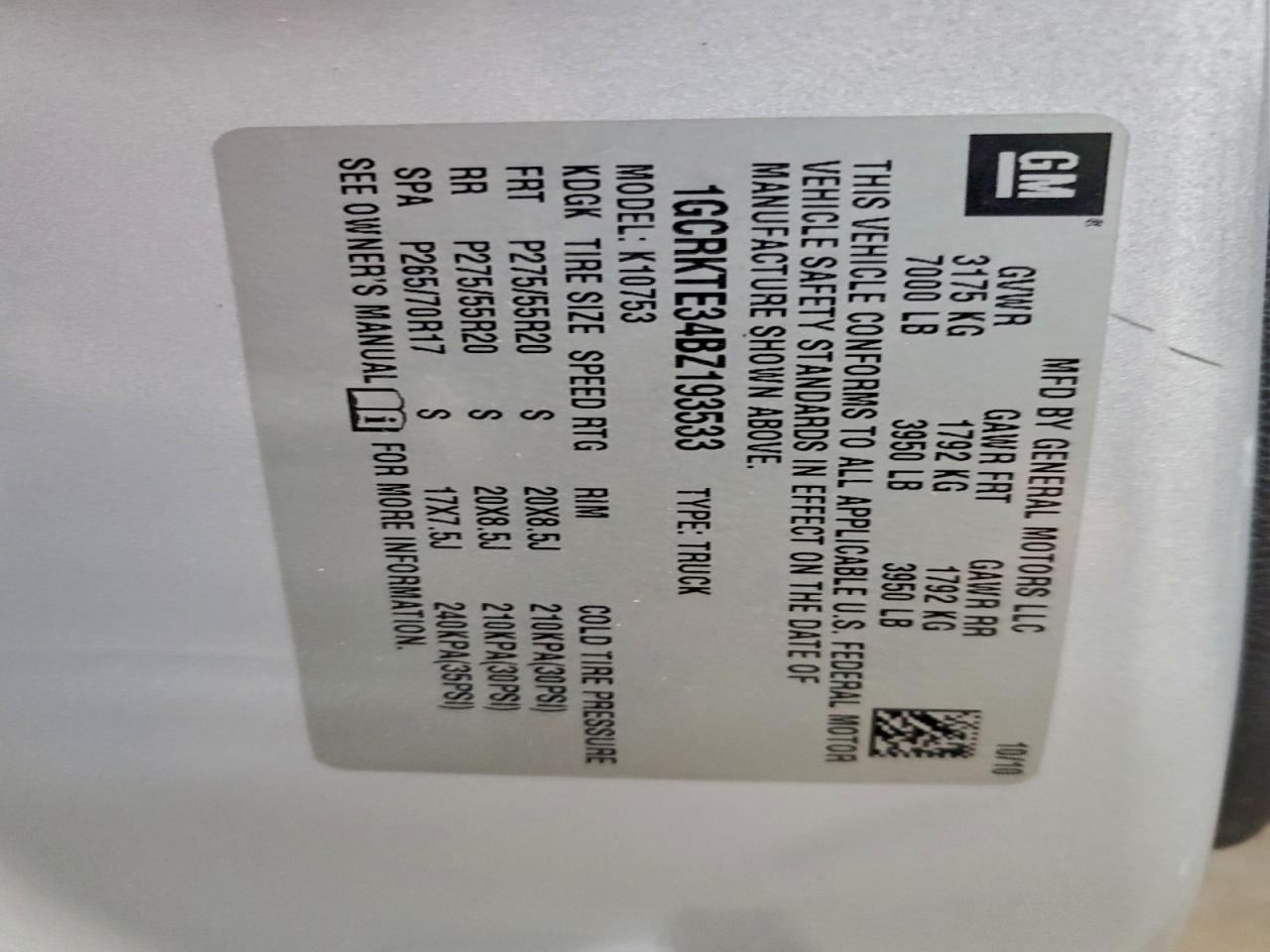 2011 Chevrolet Silverado K1500 Ltz VIN: 1GCRKTE34BZ193533 Lot: 92569705