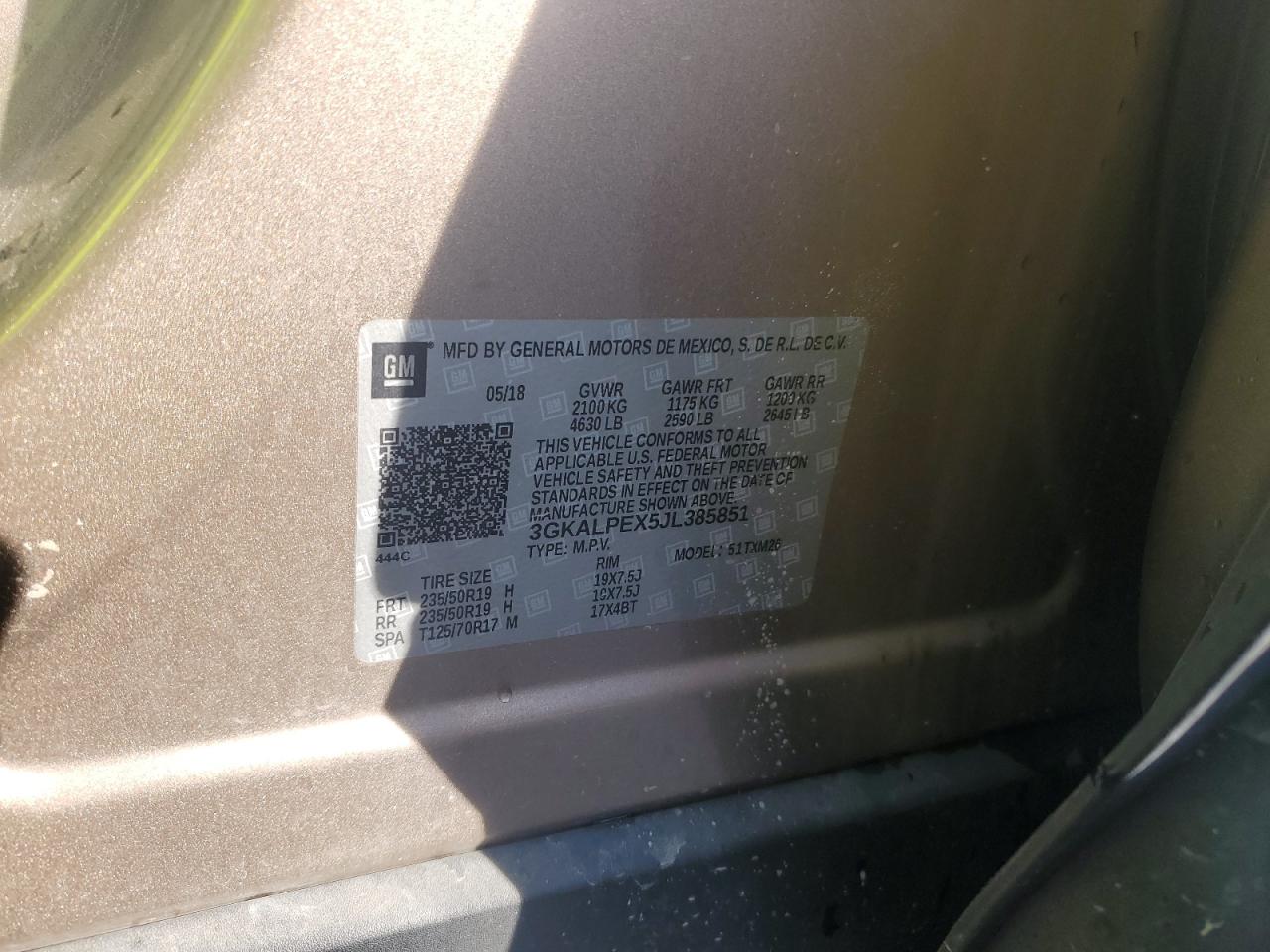 2018 GMC Terrain Slt VIN: 3GKALPEX5JL385851 Lot: 91692315