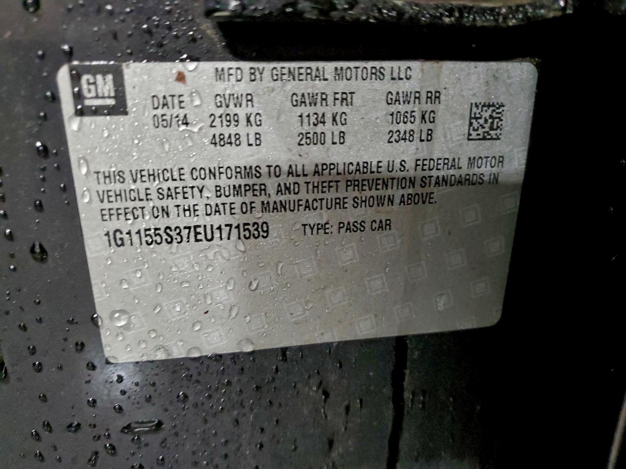 2014 Chevrolet Impala Ltz VIN: 1G1155S37EU171539 Lot: 94724535