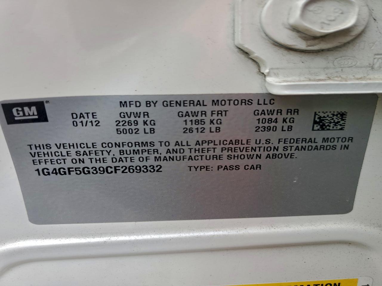 2012 Buick Lacrosse Premium VIN: 1G4GF5G39CF269332 Lot: 94185355