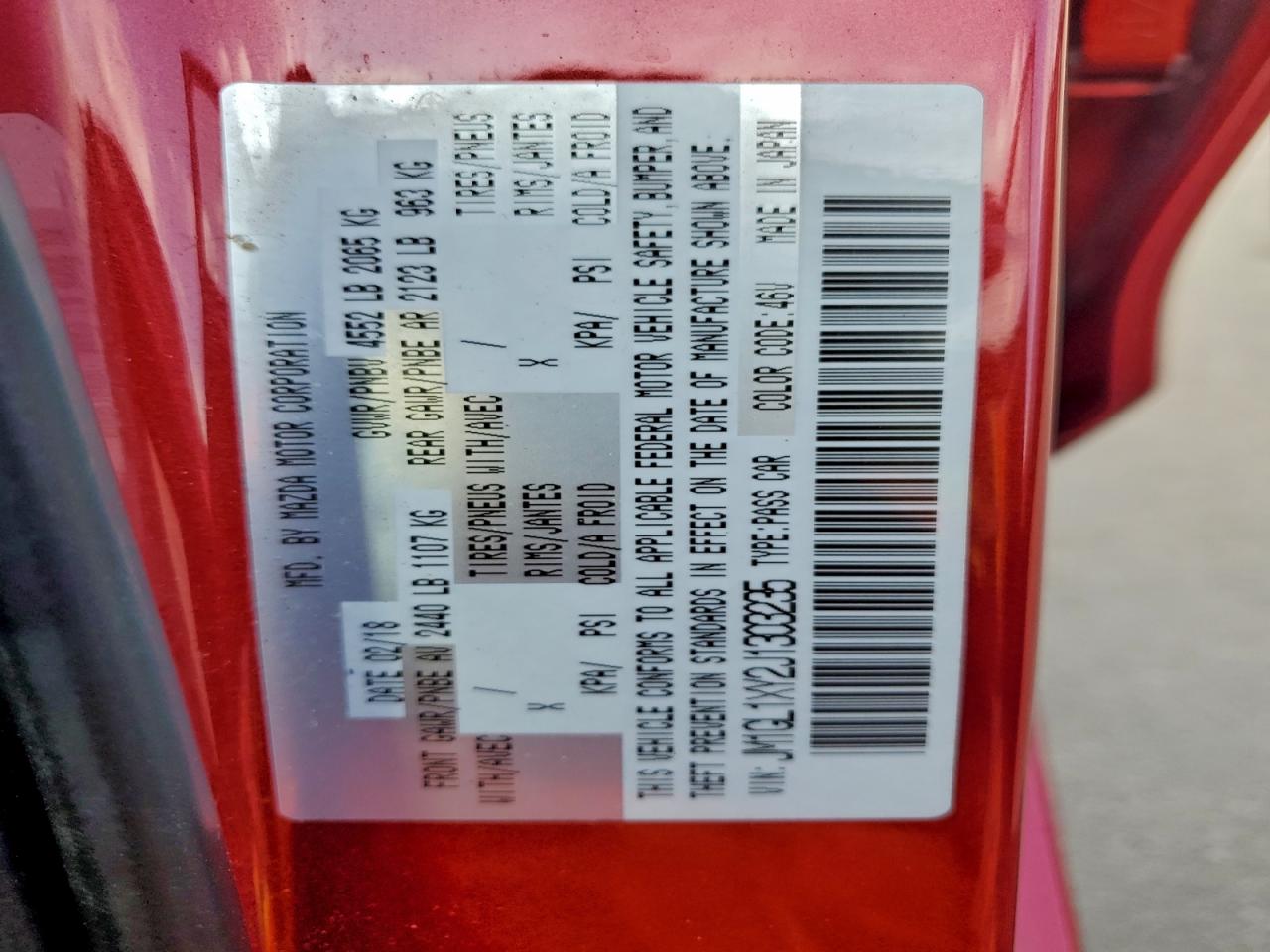 2018 Mazda 6 Signature VIN: JM1GL1XY2J1303235 Lot: 93560735