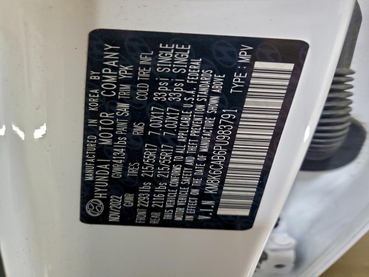 2023 Hyundai Kona Sel VIN: KM8K6CAB6PU983791 Lot: 94436265