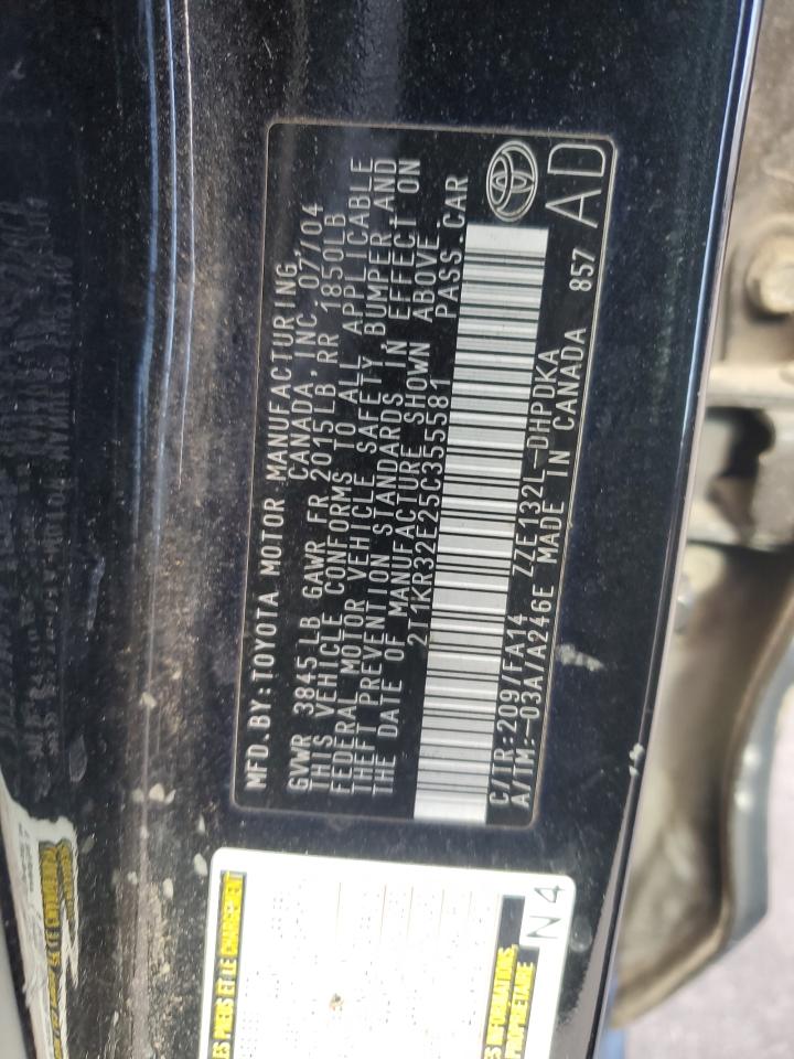 2005 Toyota Corolla Matrix Xr VIN: 2T1KR32E25C355581 Lot: 92207825