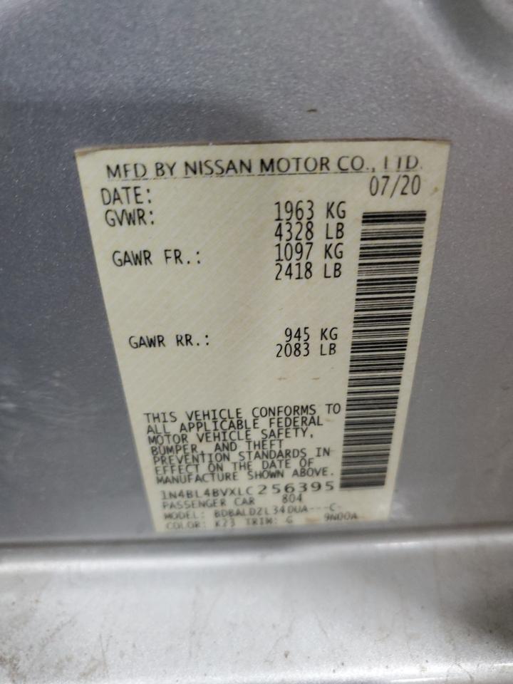 2020 Nissan Altima S VIN: 1N4BL4BVXLC256395 Lot: 93053965