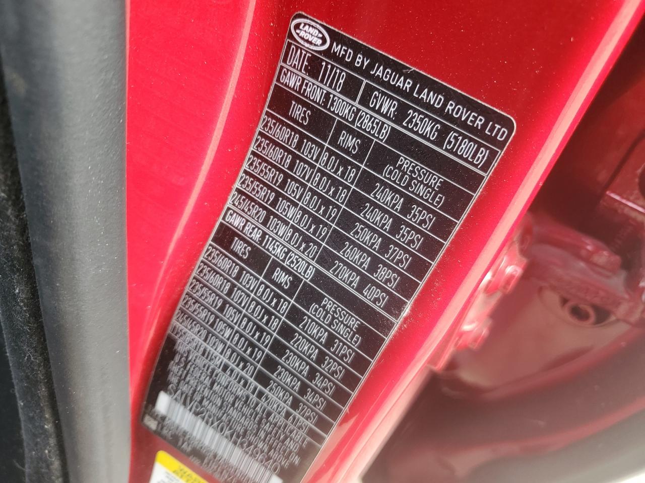 2019 Land Rover Range Rover Evoque Se VIN: SALVP2RX0KH349640 Lot: 91146575