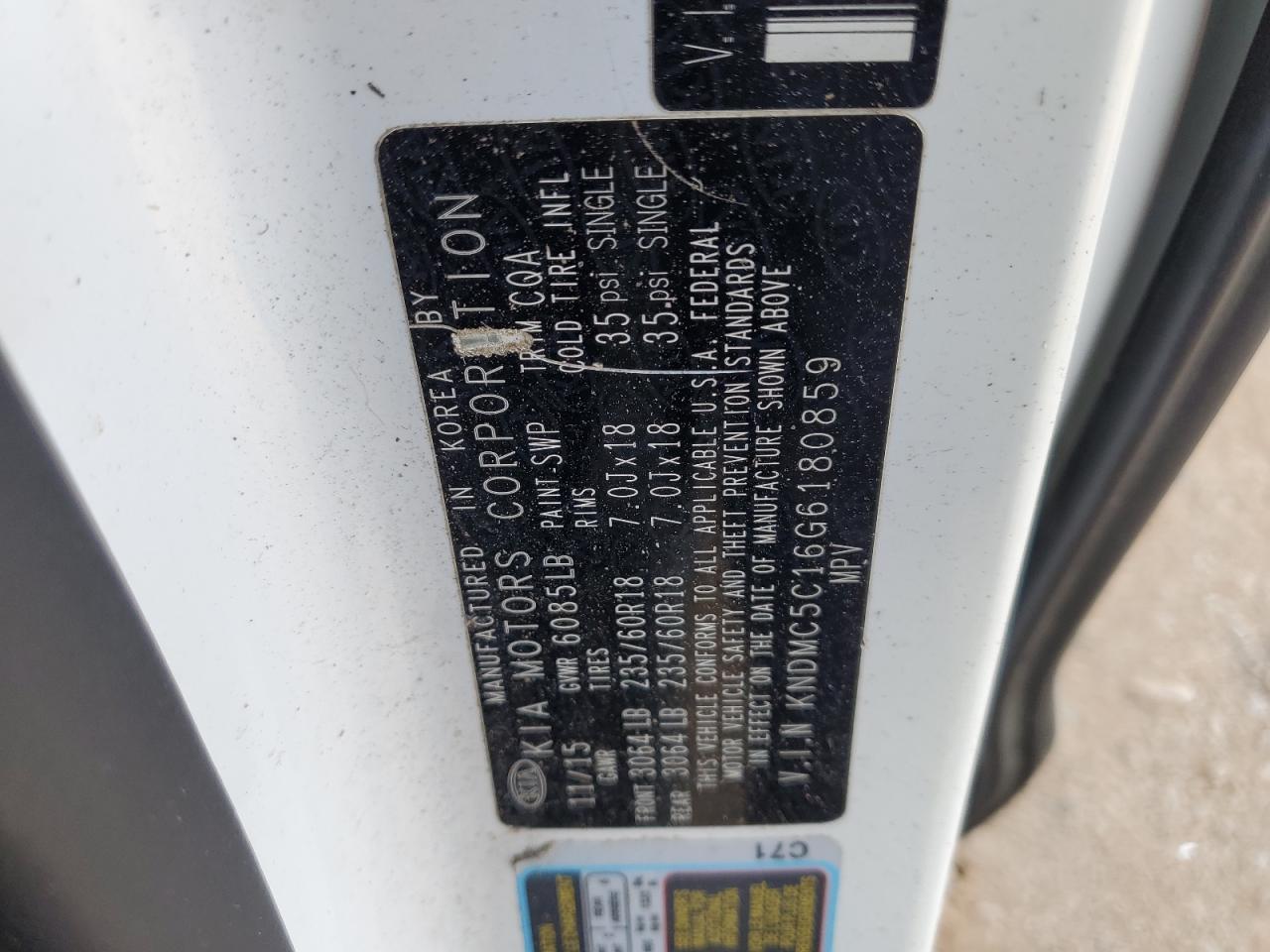 2016 Kia Sedona Ex VIN: KNDMC5C16G6180859 Lot: 93608935