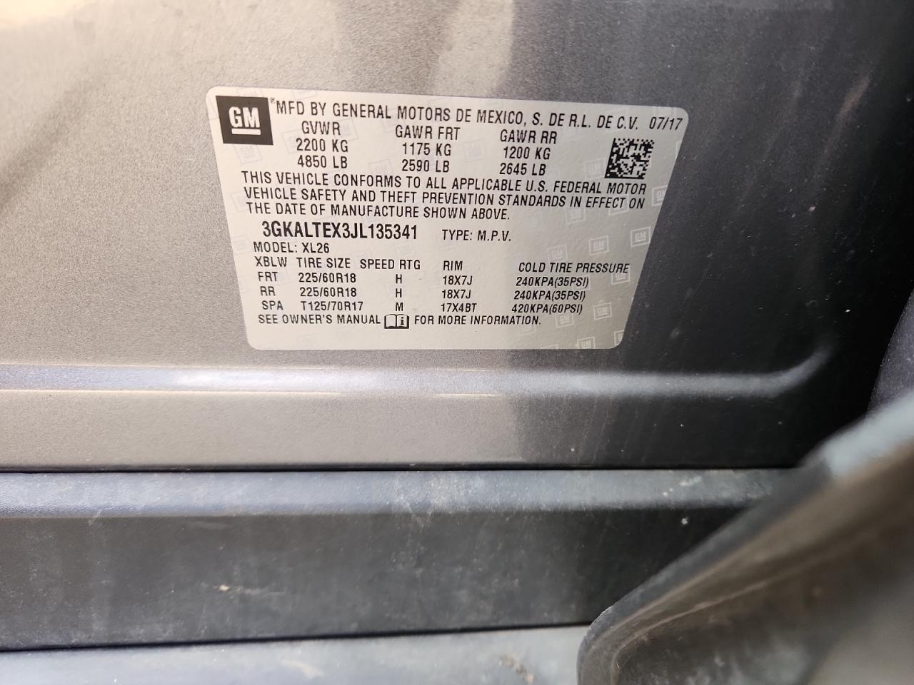 2018 GMC Terrain Sle VIN: 3GKALTEX3JL135341 Lot: 91616735