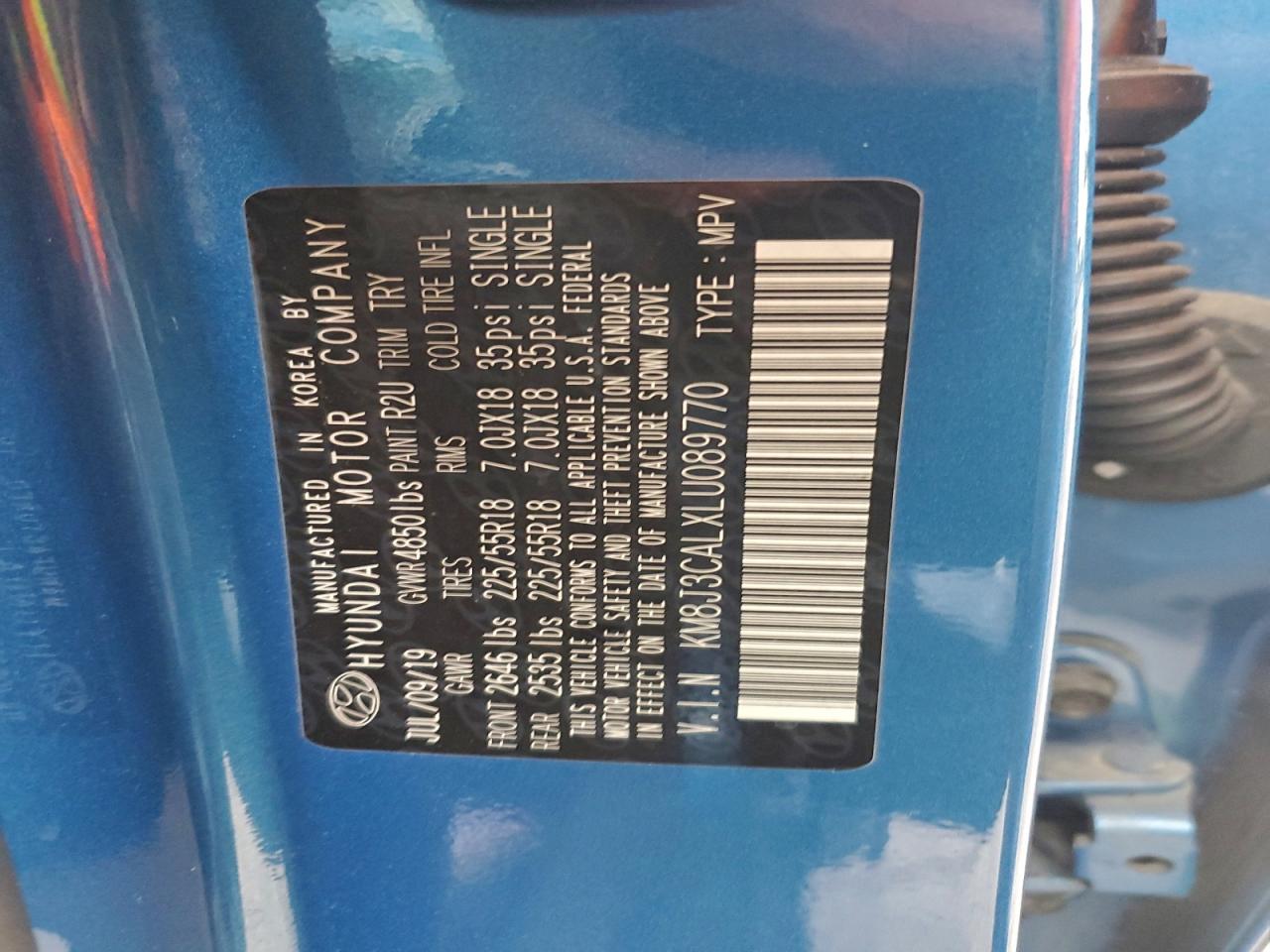 2020 Hyundai Tucson Limited VIN: KM8J3CALXLU089770 Lot: 94245855