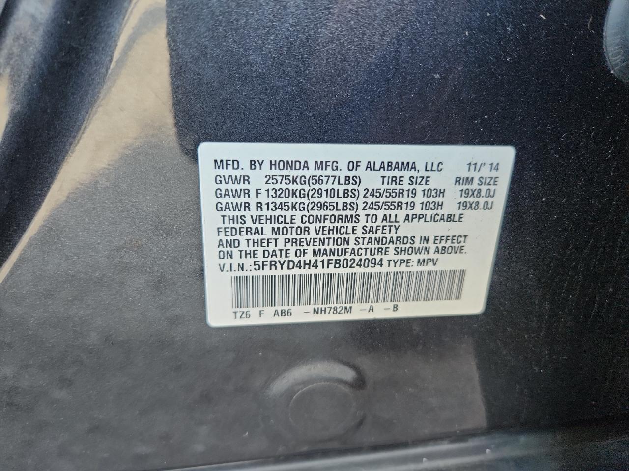 2015 Acura Mdx Technology VIN: 5FRYD4H41FB024094 Lot: 92075795