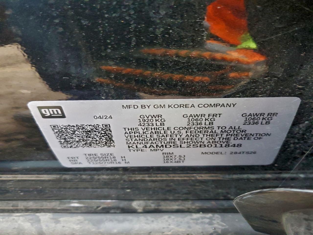 2025 Buick Encore Gx Sport Touring VIN: KL4AMDSL2SB011848 Lot: 93917825