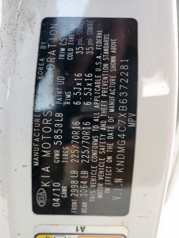 2011 Kia Sedona Lx VIN: KNDMG4C7XB6372281 Lot: 92132935