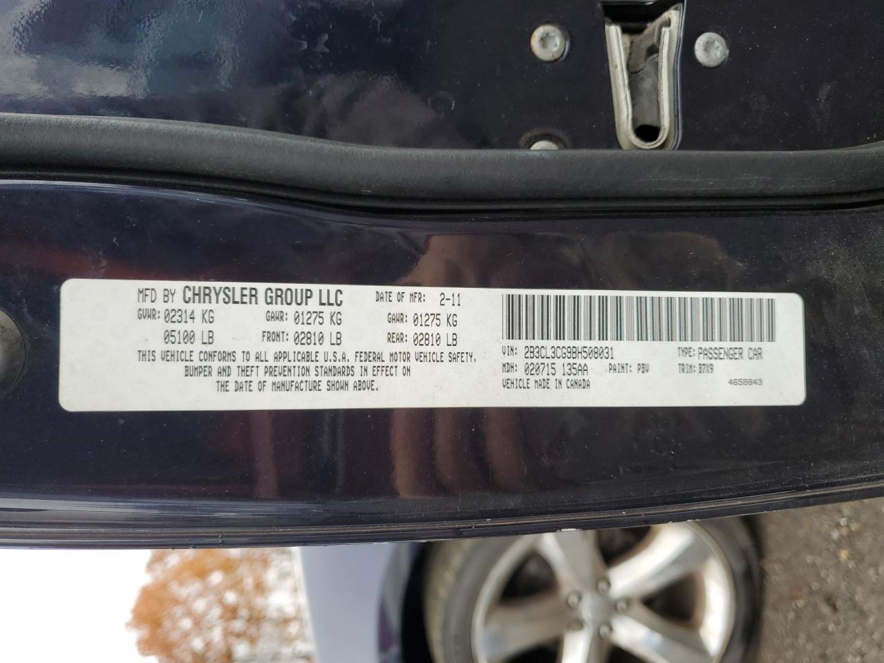 2011 Dodge Charger VIN: 2B3CL3CG9BH508031 Lot: 91635405