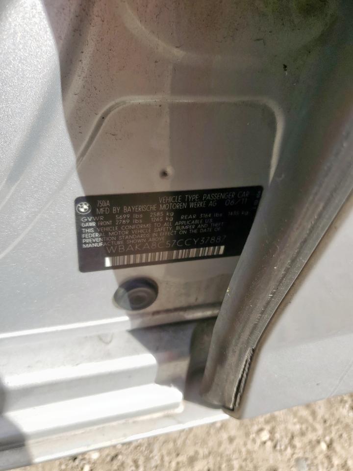 2012 BMW 750 I VIN: WBAKA8C57CCY37887 Lot: 85437095