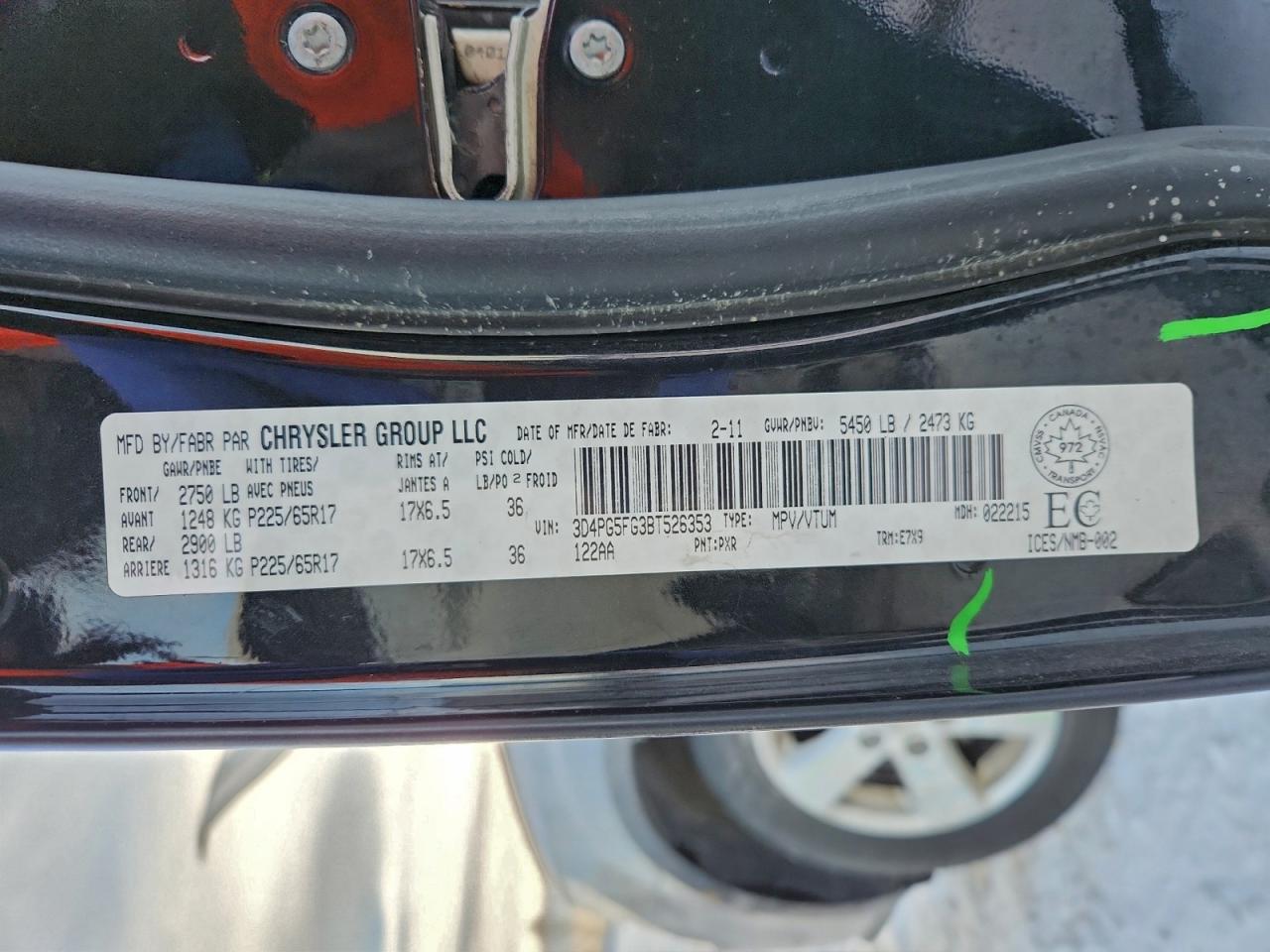 2011 Dodge Journey Sxt VIN: 3D4PG5FG3BT526353 Lot: 91524945