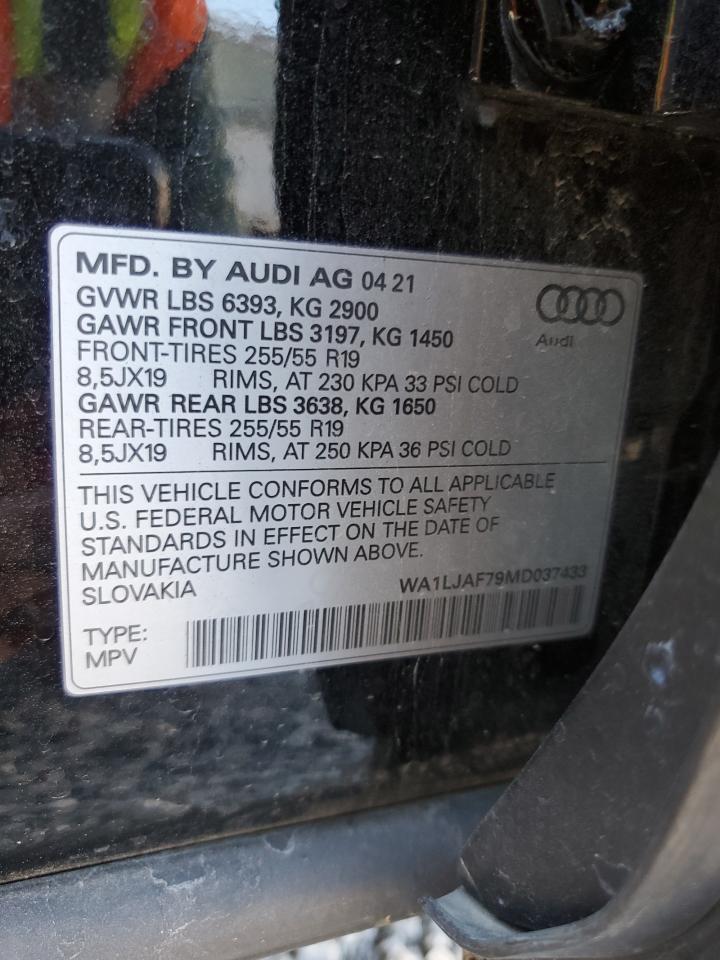2021 Audi Q7 Premium Plus VIN: WA1LJAF79MD037433 Lot: 86742875