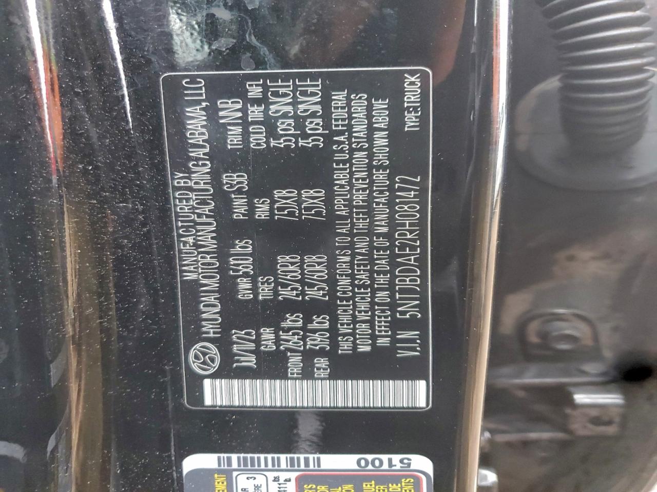 2024 Hyundai Santa Cruz Sel VIN: 5NTJBDAE2RH081472 Lot: 94402865