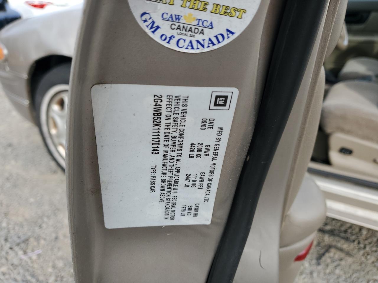 2001 Buick Regal Ls VIN: 2G4WB52K111170143 Lot: 93011095