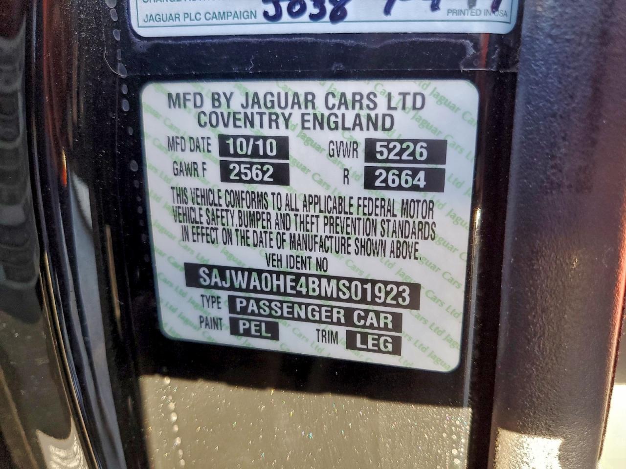 2011 Jaguar Xf Supercharged VIN: SAJWA0HE4BMS01923 Lot: 92751575