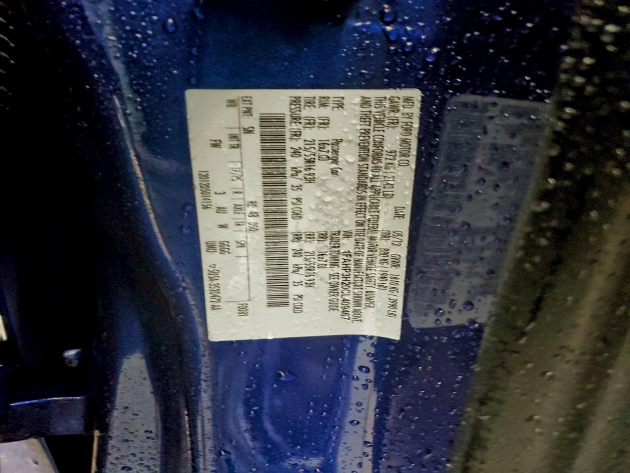 2012 Ford Focus Sel VIN: 1FAHP3H20CL409467 Lot: 93495435