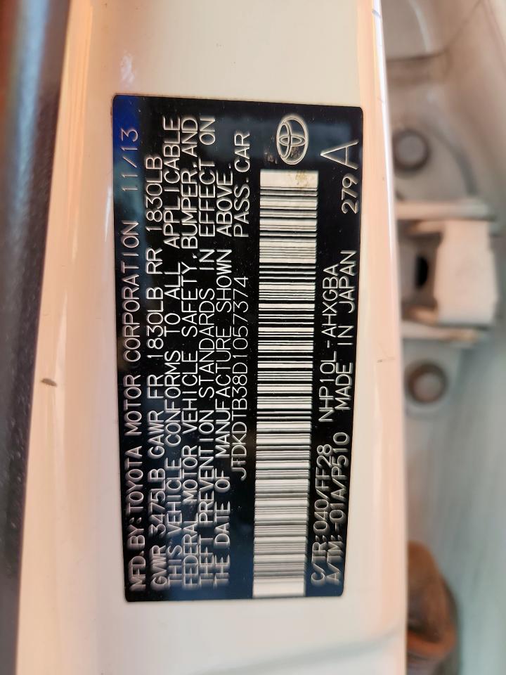 2013 Toyota Prius C VIN: JTDKDTB38D1057374 Lot: 93111585