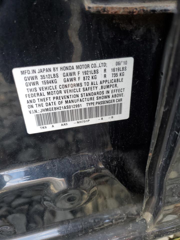 2010 Honda Fit VIN: JHMGE8H21AS012991 Lot: 92067445