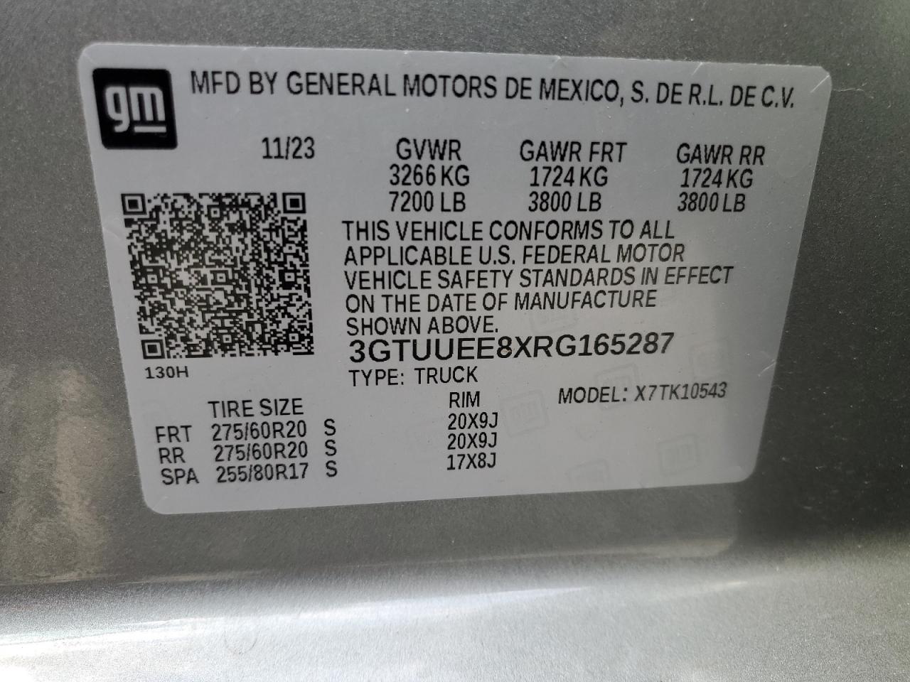 2024 GMC Sierra K1500 At4 VIN: 3GTUUEE8XRG165287 Lot: 91503025