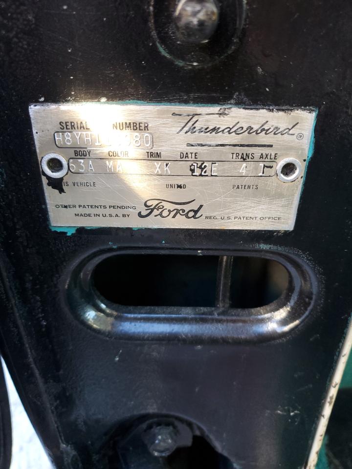 1958 Ford Tbird VIN: H8YH113980 Lot: 91449635