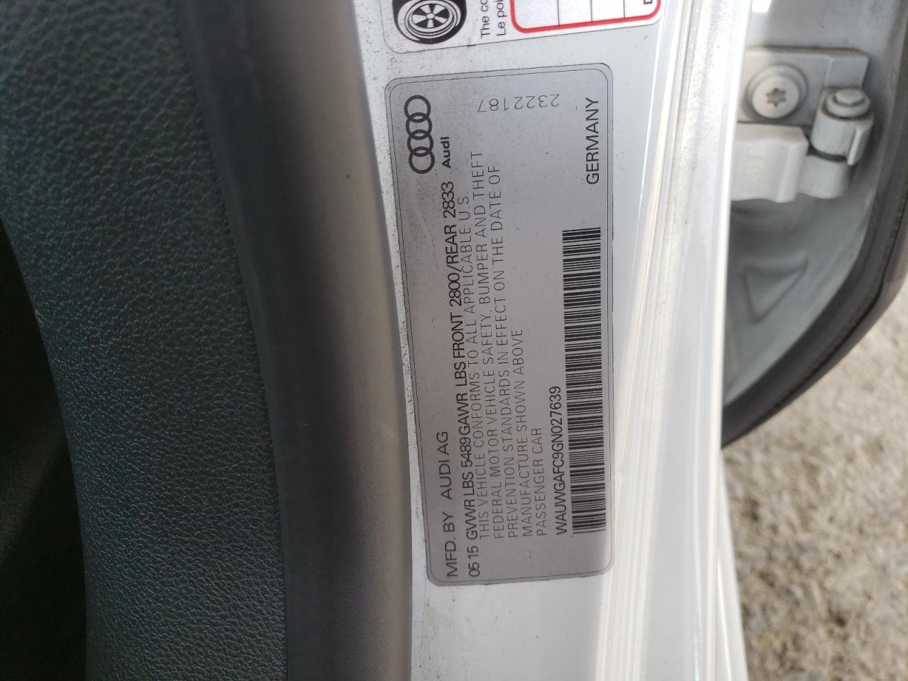 2016 Audi A7 Premium Plus VIN: WAUWGAFC9GN027639 Lot: 91392585