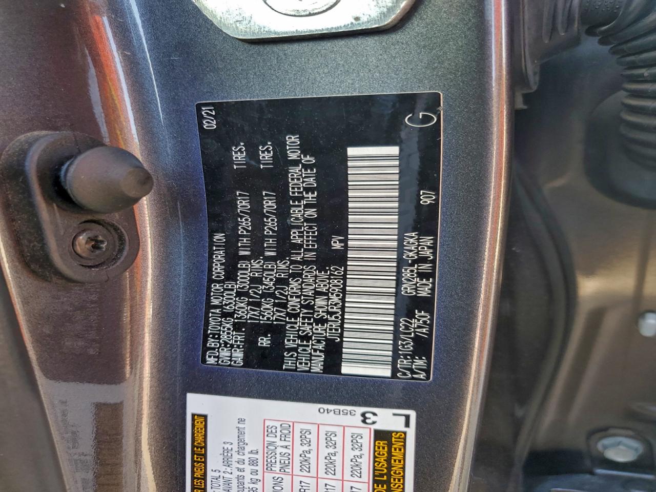 2021 Toyota 4Runner Sr5 Premium VIN: JTERU5JR3M5908162 Lot: 94251625