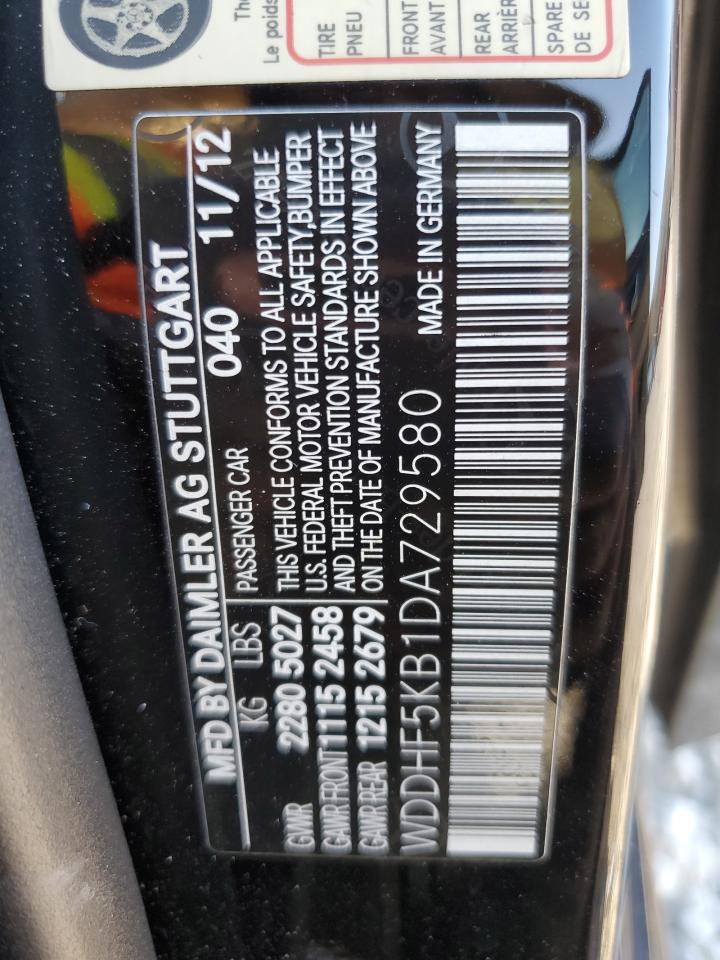 2013 Mercedes-Benz E 350 VIN: WDDHF5KB1DA729580 Lot: 93522395