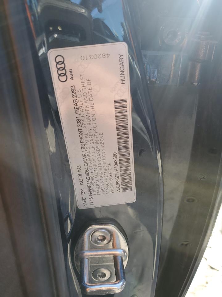 2017 Audi A3 Premium VIN: WAUB8GFF7H1043680 Lot: 90368345