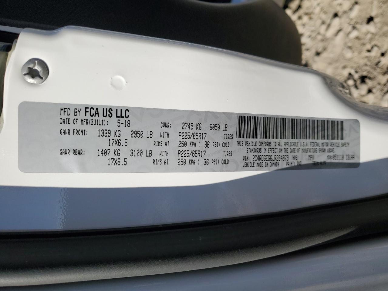 2018 Dodge Grand Caravan Gt VIN: 2C4RDGEG6JR284879 Lot: 92825635