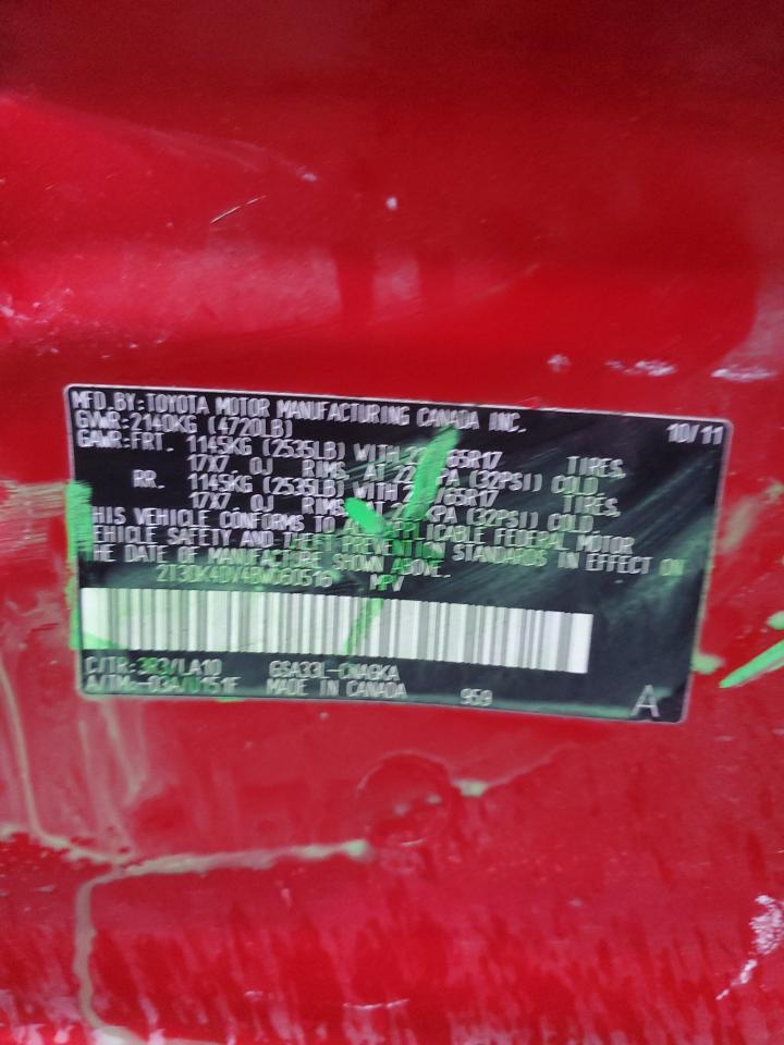 2011 Toyota Rav4 Limited VIN: 2T3DK4DV4BW060516 Lot: 90619305