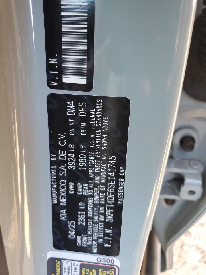 2025 Kia K4 Lx VIN: 3KPFT4DE6SE141745 Lot: 92726935