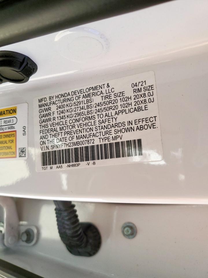 2021 Honda Passport Sport VIN: 5FNYF7H23MB007872 Lot: 92495615